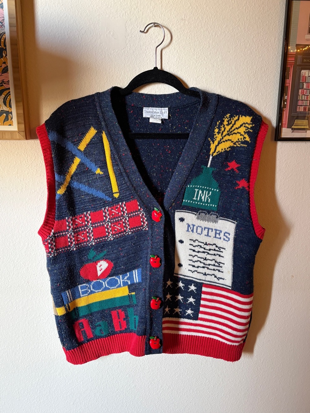 Vintage School Americana Cardigan Sweater Vest